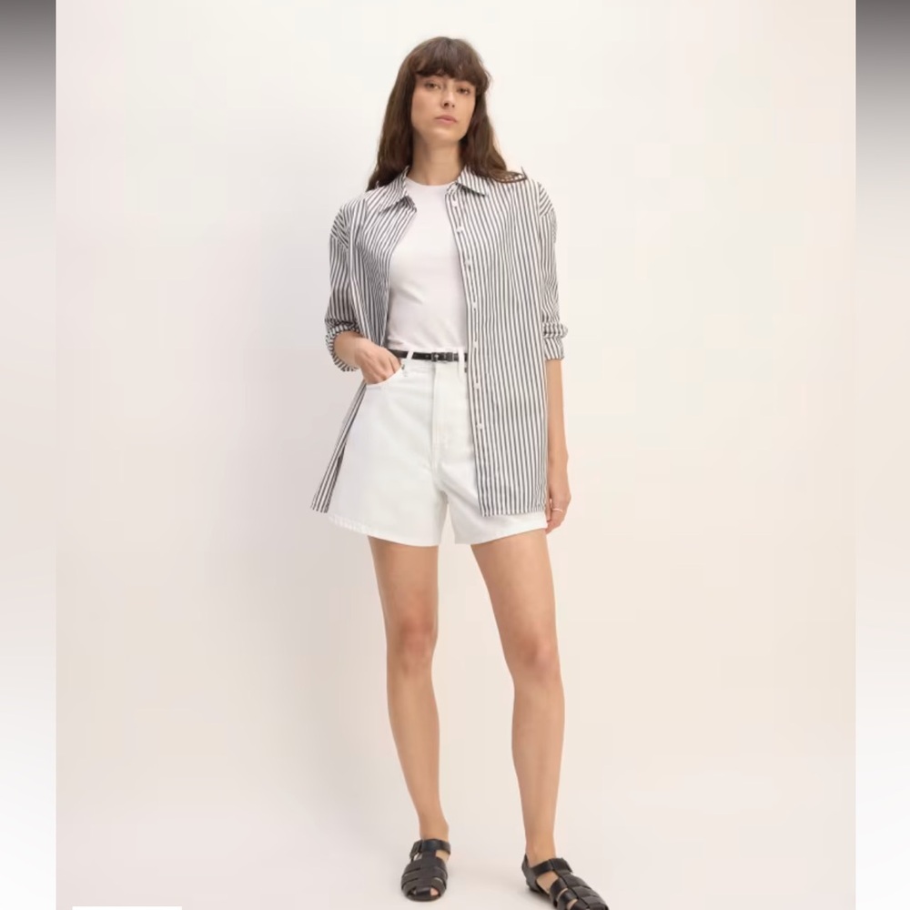 Everlane A Line Denim White Jean Shorts